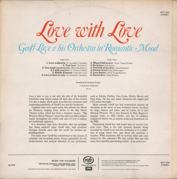Geoff Love & His Orchestra : Love With Love (LP)