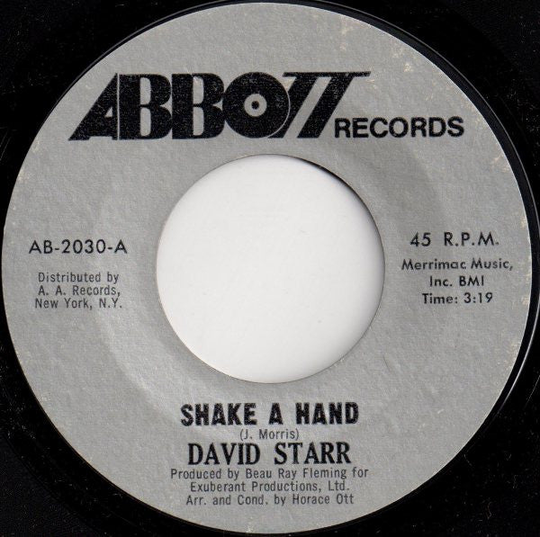 David Starr (3) : Shake A Hand  (7", Single, Styrene)