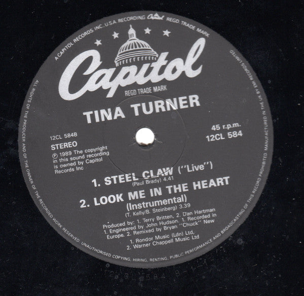 Tina Turner : Look Me In The Heart (12", Pos)