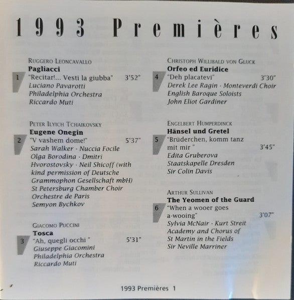 Various : Opera 1993 Premières (CD, Comp)