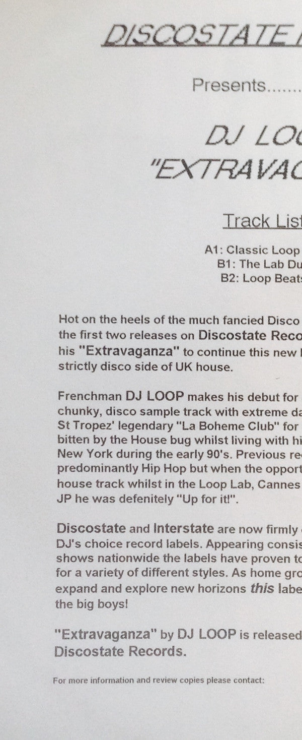 DJ Loop (4) : Extravaganza (12", W/Lbl)