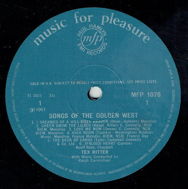Tex Ritter : Songs Of The Golden West  (LP, Album, Mono, RE)