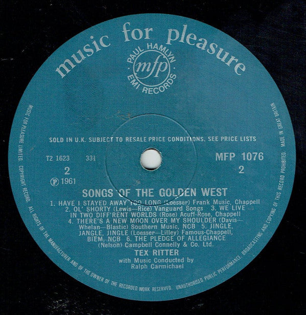 Tex Ritter : Songs Of The Golden West  (LP, Album, Mono, RE)