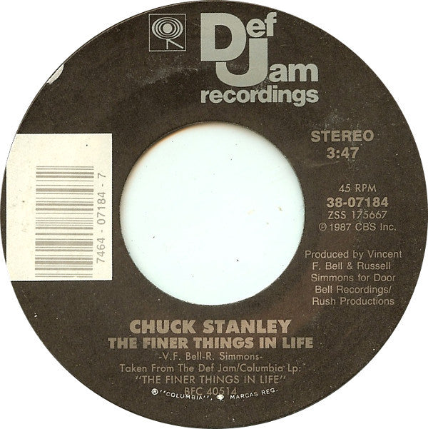 Chuck Stanley : Jammin To The Bells / The Finer Things In Life (7", Styrene, Car)