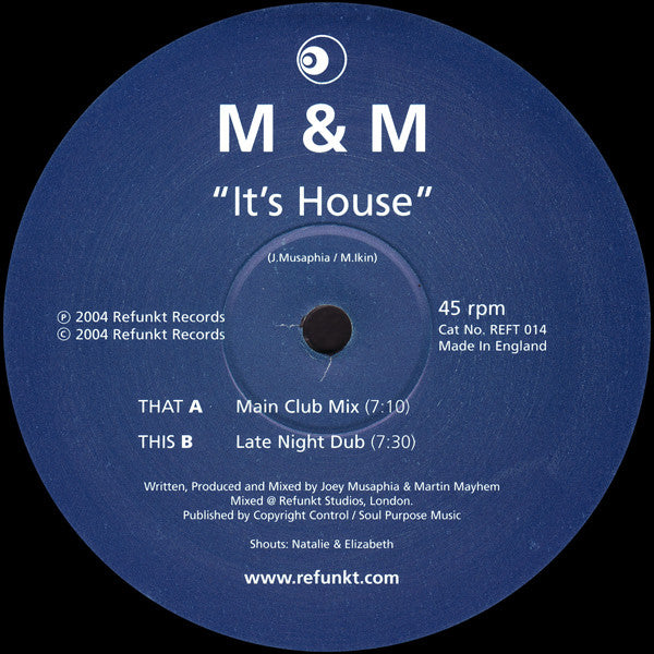 Musaphia & Mayhem : It's House (12")