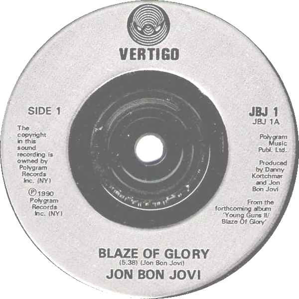 Jon Bon Jovi : Blaze Of Glory (7", Single, Sil)