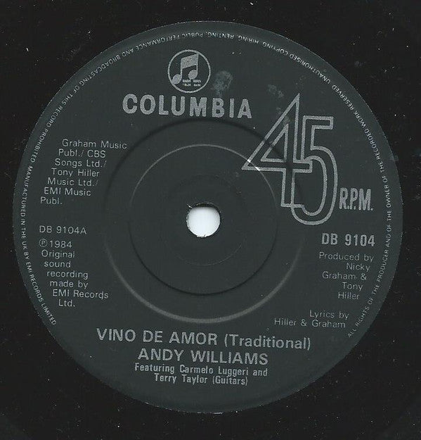 Andy Williams : Vino De Amor (7", Single)