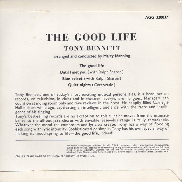 Tony Bennett : The Good Life (7", EP)