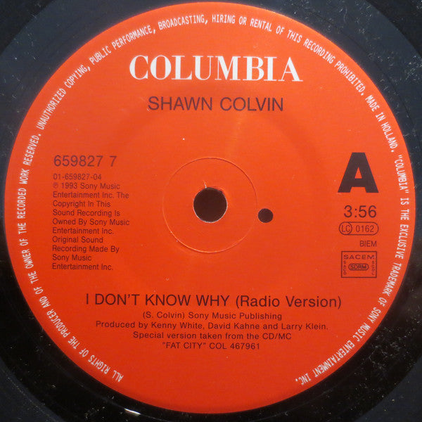 Shawn Colvin : I Don't Know Why (7", Single)