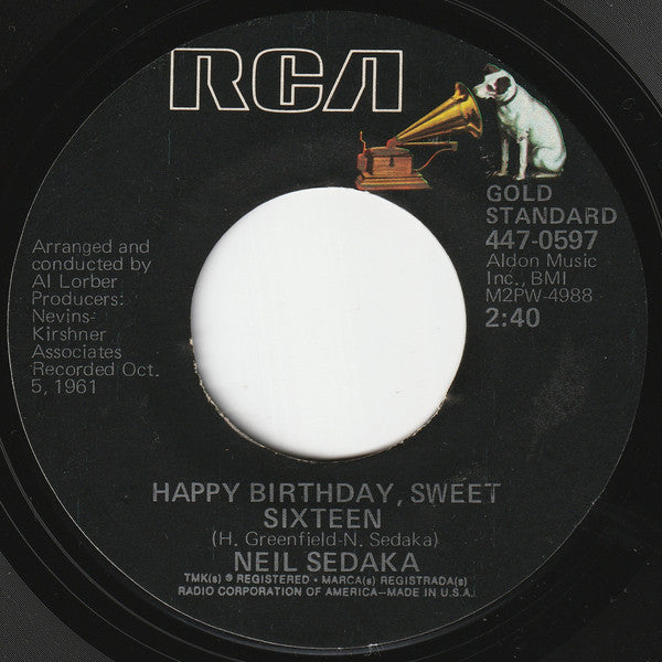 Neil Sedaka : The Diary / Happy Birthday, Sweet Sixteen (7", RE)