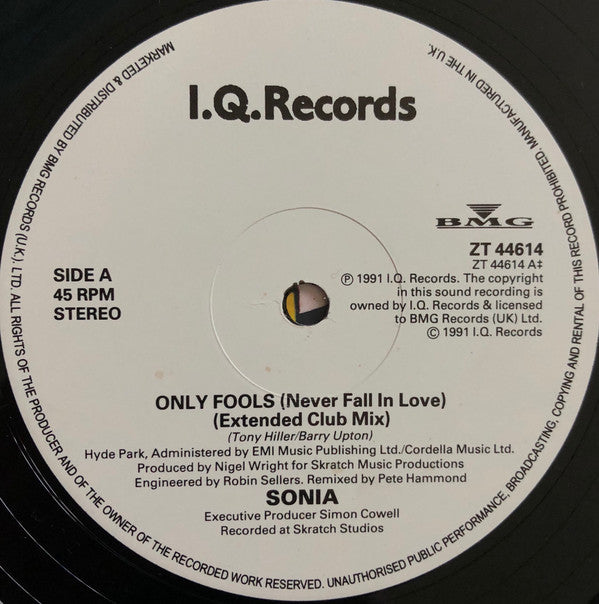 Sonia : Only Fools (Never Fall In Love) (12")