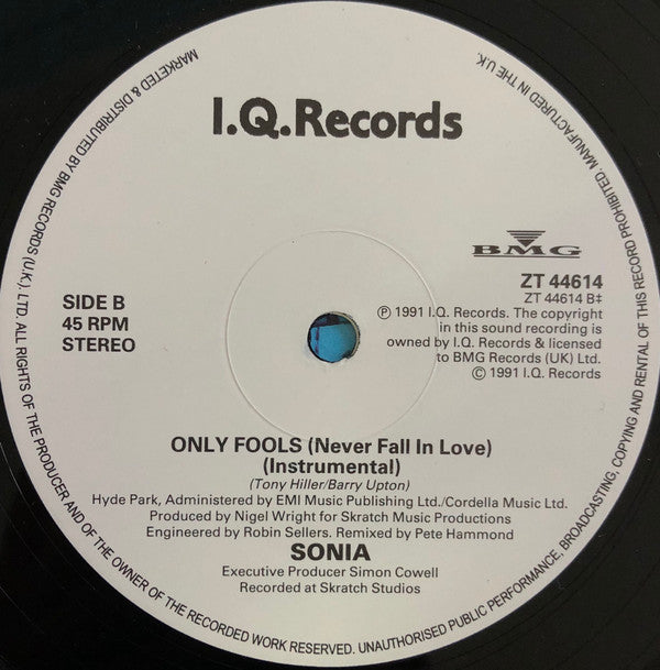 Sonia : Only Fools (Never Fall In Love) (12")