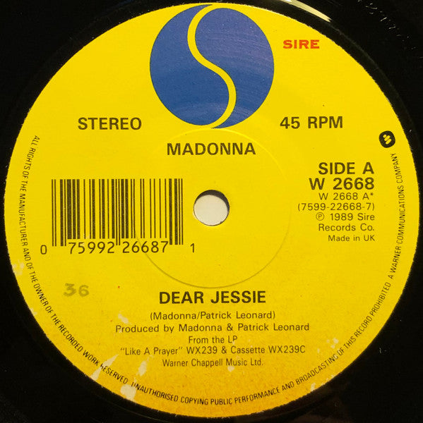 Madonna : Dear Jessie (7", Single, Orl)
