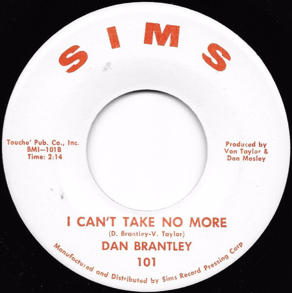 Dan Brantley : Please Accept My Love / I Can't Take No More (7", Single)