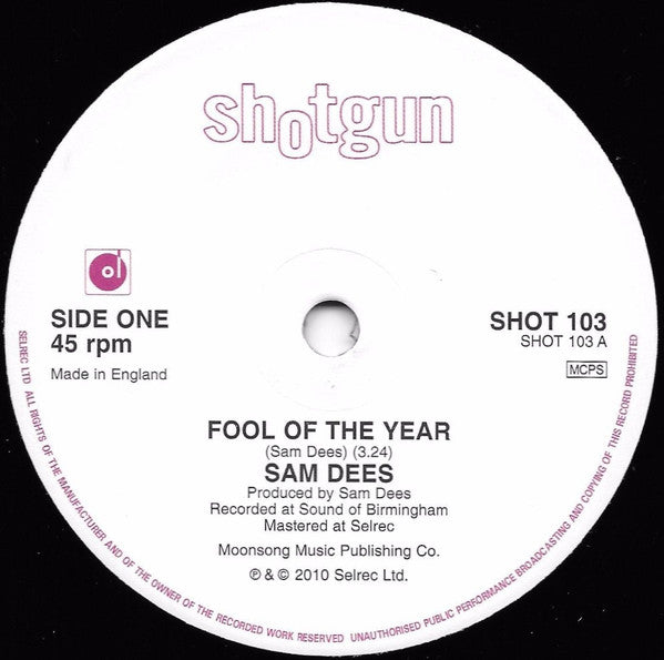Sam Dees : Fool Of The Year (7")