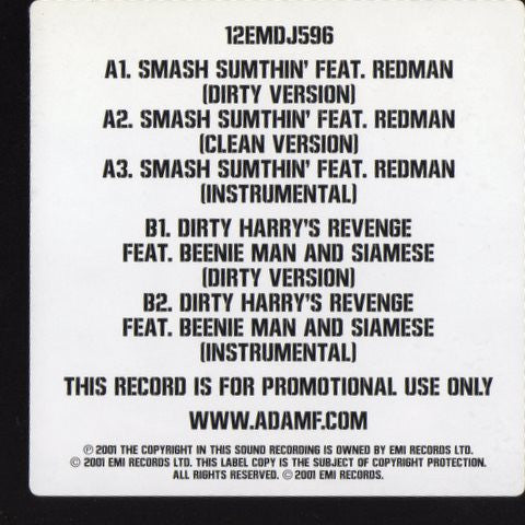 Adam F : Smash Sumthin' /  Dirty Harry's Revenge (12", Promo, W/Lbl)