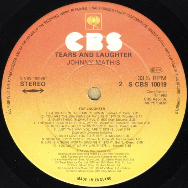 Johnny Mathis : Tears And Laughter (LP, Comp)