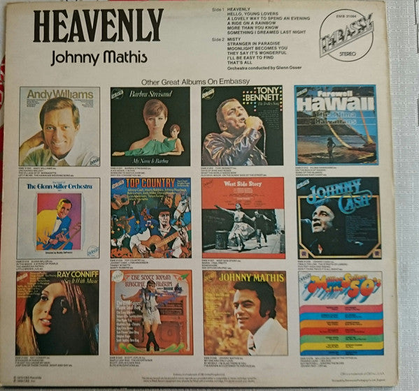 Johnny Mathis : Heavenly (LP, Album, RE)