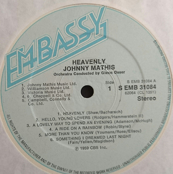 Johnny Mathis : Heavenly (LP, Album, RE)