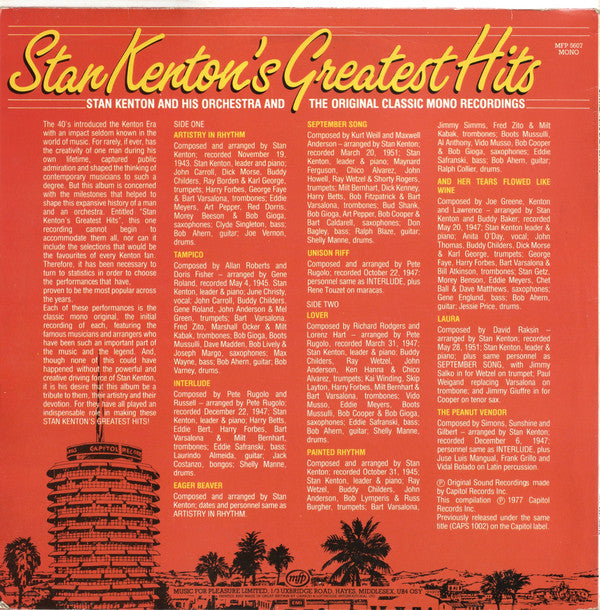 Stan Kenton And His Orchestra : Stan Kenton's Greatest Hits (LP, Comp, Mono, RE)