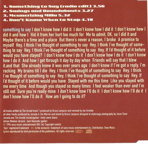 Jocasta : Something To Say (CD, Single)
