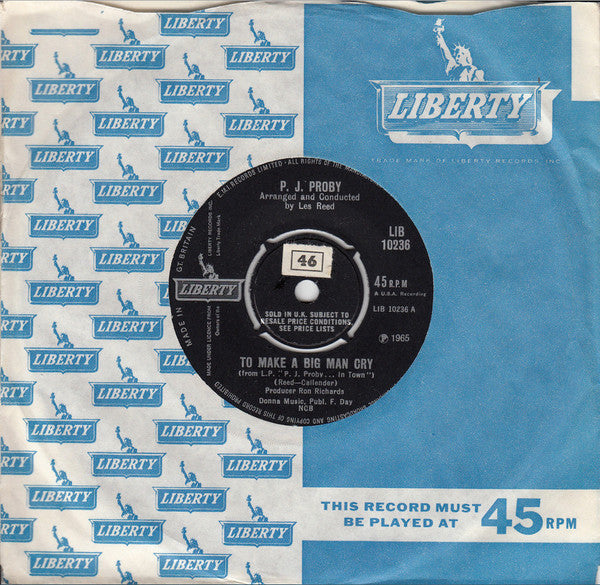 P.J. Proby : To Make A Big Man Cry (7", Single)