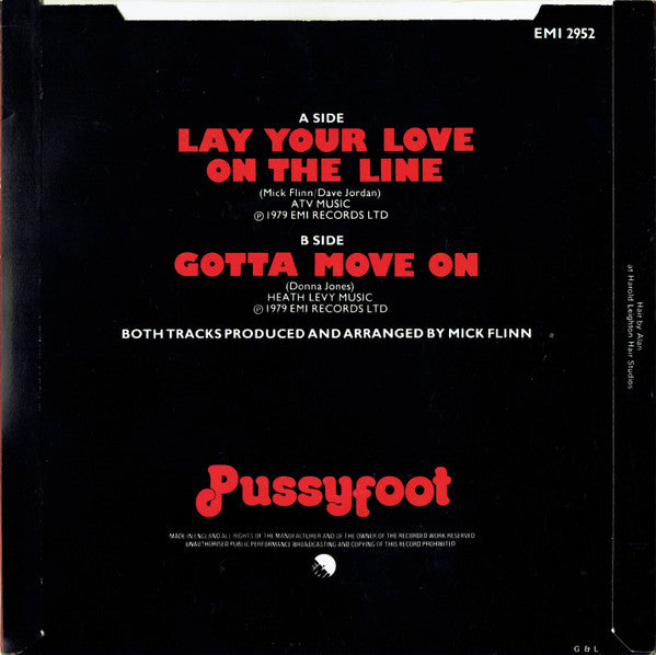 Pussyfoot : Lay Your Love On The Line (7")