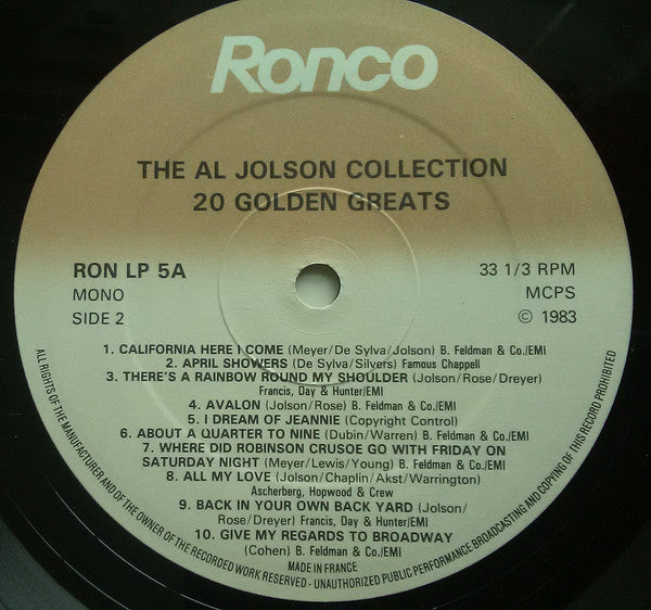Al Jolson : The Al Jolson Collection (20 Golden Greats / 20 More Golden Greats) (2xLP, Comp, Mono)