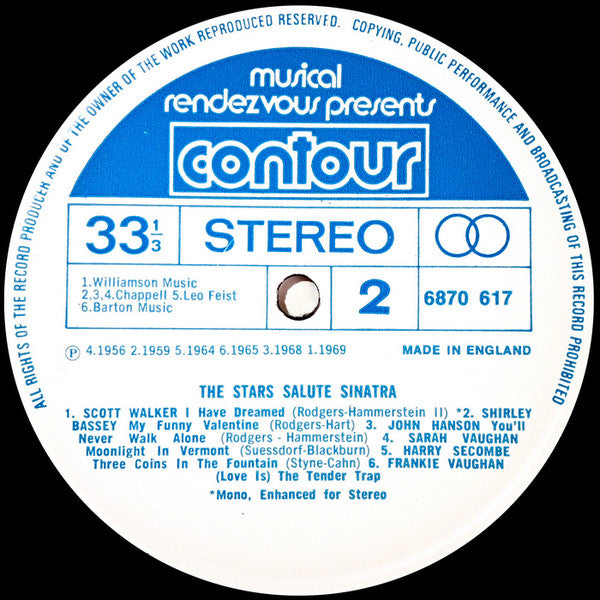 Various : The Stars Salute Sinatra (LP, Comp)