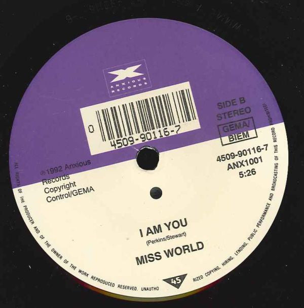 Miss World : The First Female Serial Killer (7", Single)