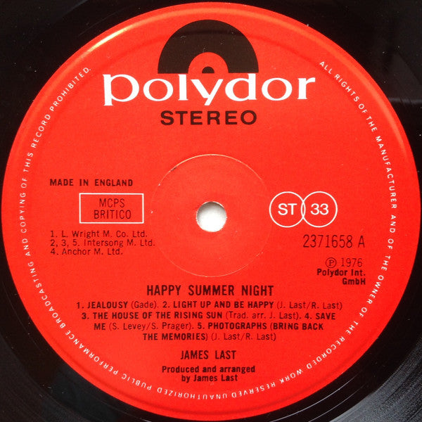 James Last, Orchester James Last And James Last Und Chor : Happy Summer Night (LP, Album)