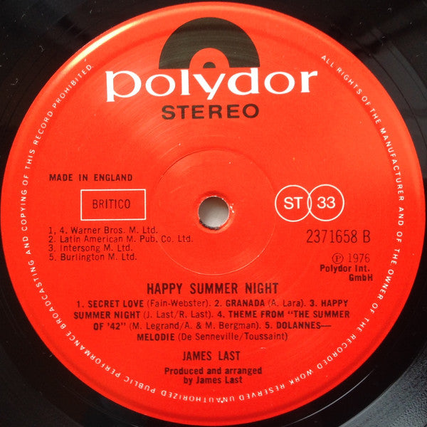 James Last, Orchester James Last And James Last Und Chor : Happy Summer Night (LP, Album)
