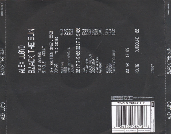 Alex Lloyd : Black The Sun (CD, Album)