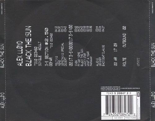 Alex Lloyd : Black The Sun (CD, Album)