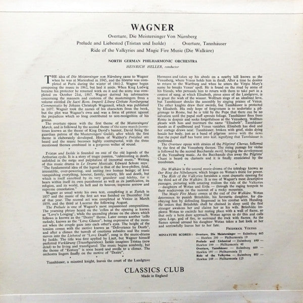 Wagner*, North German Philharmonic Orchestra*, Heinrich Heller : Wagner - Meistersinger, Tristan Und Isolde, Tannhäuser, Die Walküre, (LP)
