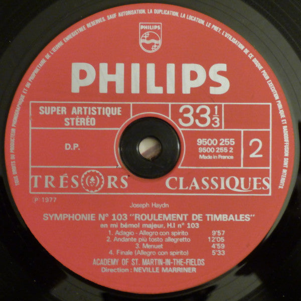 Joseph Haydn - The Academy Of St. Martin-in-the-Fields, Sir Neville Marriner : Symphonies N° 100 "Militaire" - N° 103 "Roulement De Timbales" (LP)