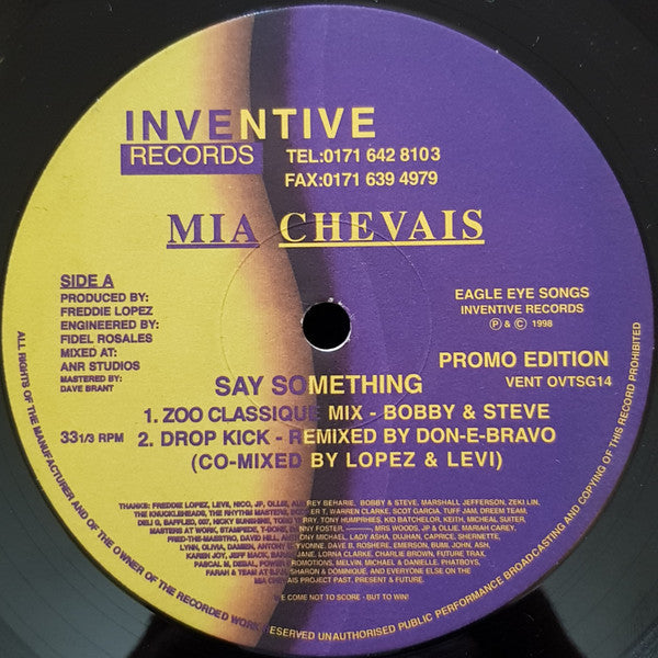 Mia Chevais : Say Something (12", Promo)