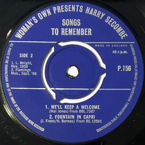 Harry Secombe : Songs To Remember (7", EP)