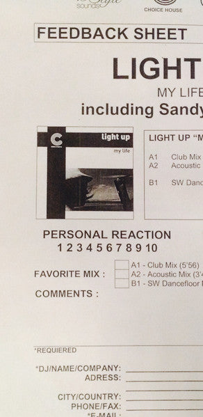 Light Up : My Life (12", W/Lbl, Sti)