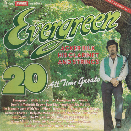 Acker Bilk His Clarinet And Strings : Evergreen (20 All Time Greats) (LP)