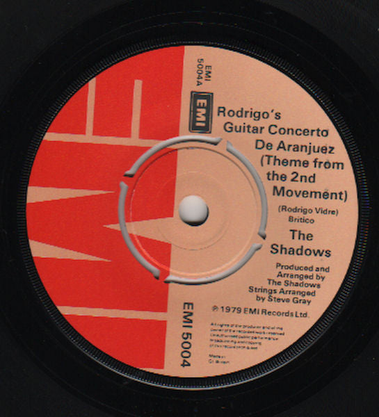 The Shadows : Rodrigo's Guitar Concerto De Aranjuez (Theme From The 2nd Movement) (7", Single)