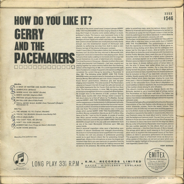 Gerry & The Pacemakers : How Do You Like It? (LP, Album, Mono)