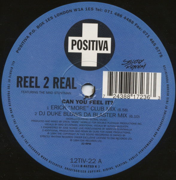 Reel 2 Real Featuring The Mad Stuntman : Can You Feel It? (12")