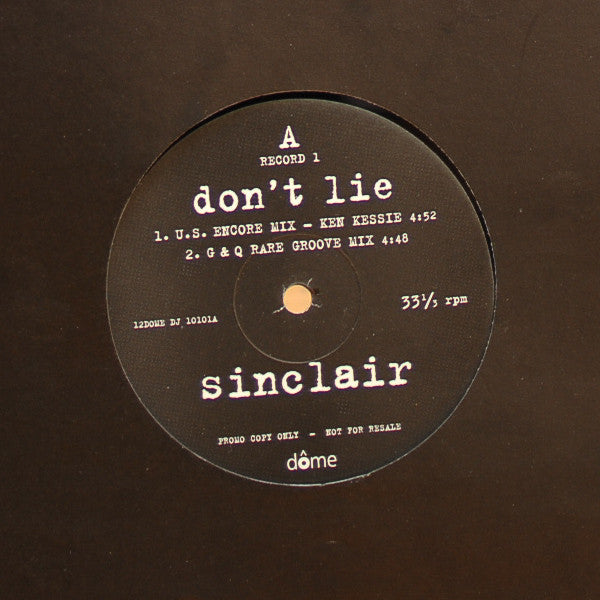 Sinclair : Don't Lie (12", Promo)