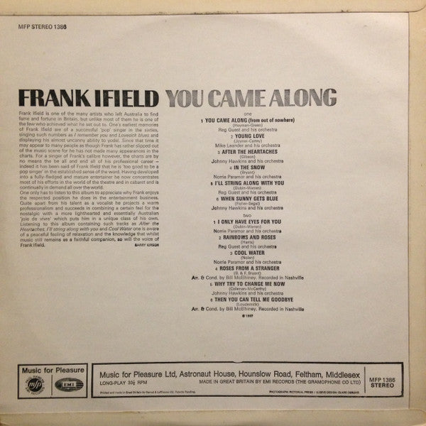 Frank Ifield : You Came Along (LP, Album, RE)