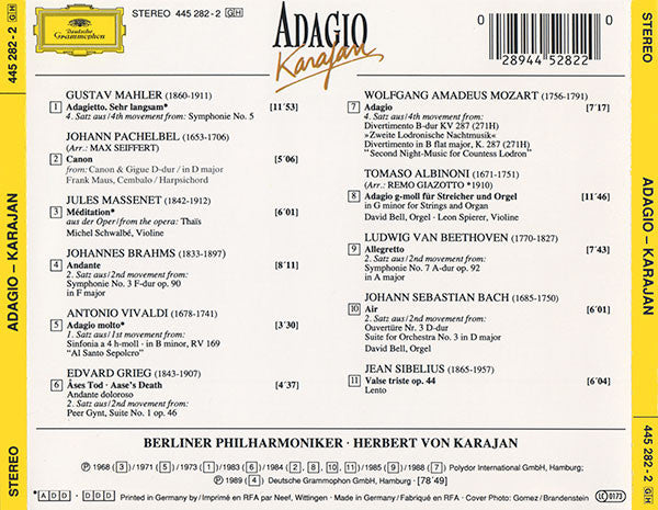Berliner Philharmoniker, Herbert von Karajan : Adagio (CD, Comp)