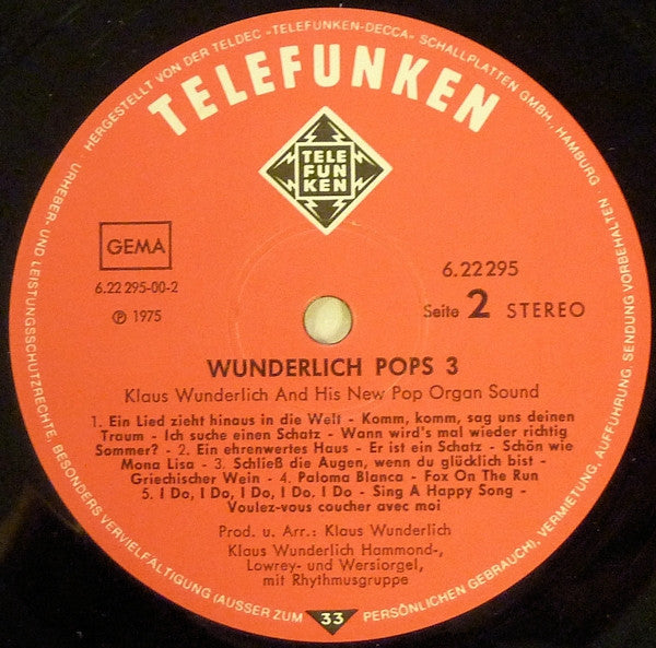 Klaus Wunderlich : Wunderlich Pops 3 (LP, Album, RE)