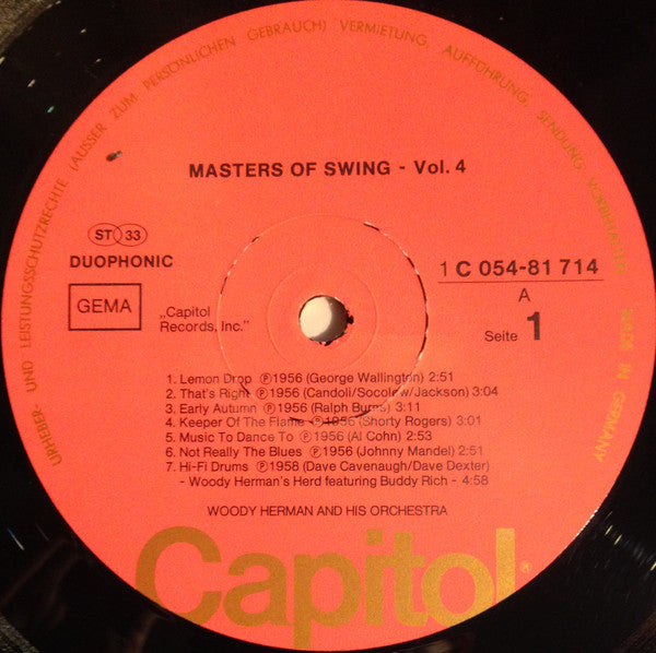 Woody Herman And His Orchestra : Masters Of Swing Vol. 4 (LP, Comp, Duo)