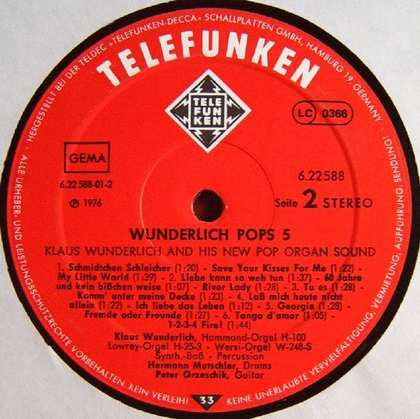 Klaus Wunderlich : Wunderlich Pops 5 (Klaus Wunderlich & His New Pop Organ Sound) (LP)