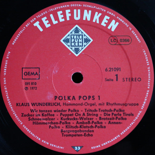 Klaus Wunderlich : Polka Pops 1 (LP, RP)